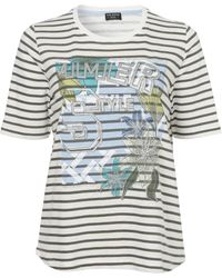 Via Appia Due - Gestreiftes T-Shirt mit Frontdruck und Glitzerdetails - Lyst