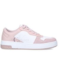 Ck Jeans Pink And White Low Top Lace Up Trainers