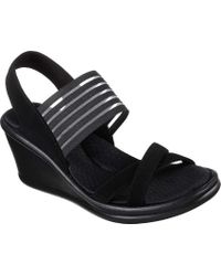 skechers cali women's rumblers sparkle on wedge sandal