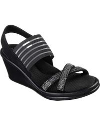 skechers cali women's rumblers sparkle on wedge sandal