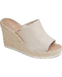 natural shimmer canvas suede women's monica mule wedges