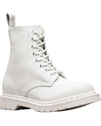 dr martens 1460 white leather flat ankle boots