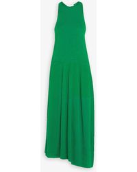 Tibi Synthetic Pleated Belted Green Dress | Lyst