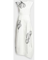 Tibi Tulipe Dress In White/black Multi