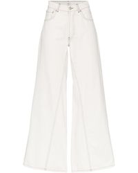 white denim wide leg jeans