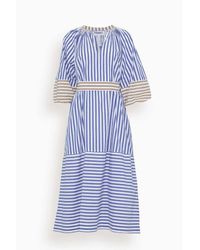 Apiece Apart Sun Mesa Midi Dress In Tan And Blue Stripes