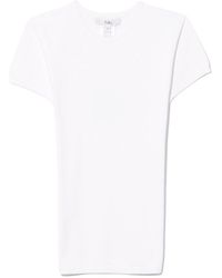 Tibi Womens Shoulder Pads Tess Tee Shirt White Cotton Size Extra Extra Small