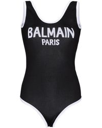 Balmain Scoop Back Logo Bodysuit - White