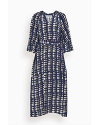 Apiece Apart Sun Mesa Midi Dress In Navy Shibori Small - Blue