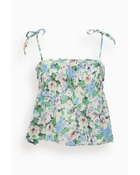 Ganni Light Cotton Tieband Wrap Dress In Floral Blue Azure | Lyst