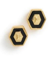 Gwen Beloti - Initial Hex Stud Earrings - Lyst