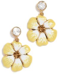 Oscar de la Renta - Crystal Enamel Flower Drop Earrings - Lyst