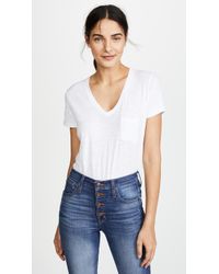 Madewell Whisper Cotton V Neck Pocket Tee - White