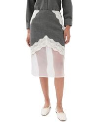 Jil Sander - Lace Trim Wool Skirt - Lyst