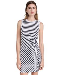 ATM - Atm Anthony Thomas Meio Cassic Jersey Stripe Seeveess Twist Dress White/back - Lyst