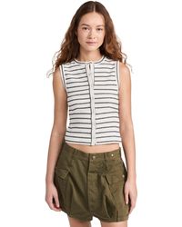Madewell - Adewe Spit-crewneck Cardigan Tank In Stripe Oven Stripe Ighthouse - Lyst