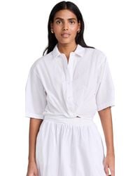Stateside - Voile Short Sleeve Cropped Twist Shirt - Lyst