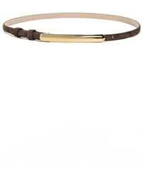 Lelet - Glossy Bar Skinny Suede Belt - Lyst