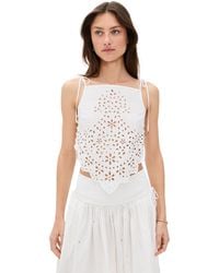 Self-Portrait - Cotton Embroidered Top - Lyst