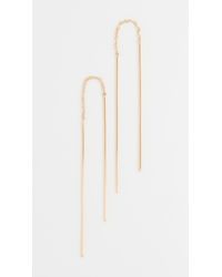 EF Collection 14k Gold Bar Threader Earrings - White