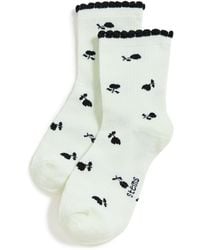 Stems - Flower Ribbed Crew Socks - Lyst