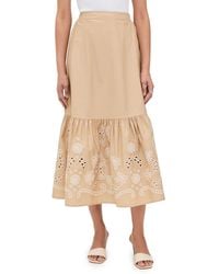 Moon River - Eyelet Detail Midi Skirt - Lyst