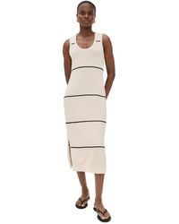 knee length dresses for ladies Varley Maeve Rib Knit Midi Dress Warm Taupe / L