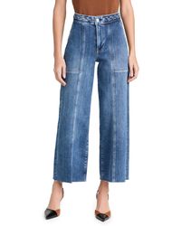FRAME - Braided Waistband Wide Crop Jeans - Lyst