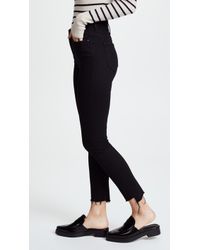 Mother The Stunner Zip Ankle Step Hem Jeans - Black