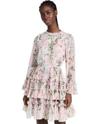 Needle & Thread - Rose Powder Chiffon Round Neck Mini Dress - Lyst