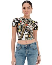 Area - Gemstone Chain Printed Cropped Tee - Lyst