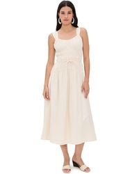 knee length dresses for ladies Alila Smocked Linen Midi Dress