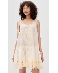 Zimmermann Golden Woven Lace Mini Dress in Natural | Lyst Zimmermann Golden Woven Lace Mini Dress in Natural | Lyst