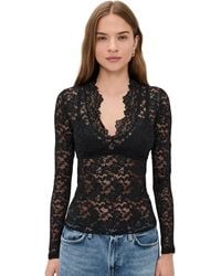 Free People - All Day Lace Long Sleeve Blouse - Lyst