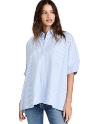 R13 - Overized Boxy Button Up Hirt Lt Blue Wide Tripe - Lyst
