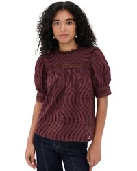 Ulla Johnson - Virginia Lace Collar Short Sleeve Blouse - Lyst