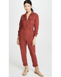 Free People Set The Tone Jumpsuit - Red