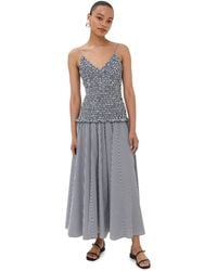 Brandon Maxwell - The Josie Spaghetti Strap Dress With Smocked Bodice - Lyst