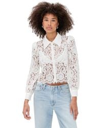 L'Agence - Anita Lace Button Up Blouse - Lyst
