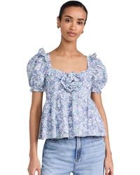 English Factory - Engih Factory Fora Print Top With Fower Bue Uti - Lyst