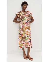 knee length dresses for ladies Farm Rio Black Surreal Flowers Midi Dress