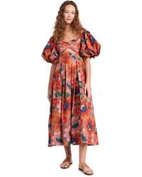 FARM Rio - Marias Cutout Pleated Floral-print Cotton Midi Dress - Lyst