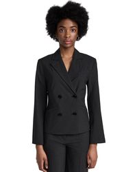 Ganni - Drapey Melange Fitted Double Breasted Blazer - Lyst