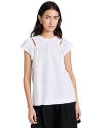 Simone Rocha - Cap Sleeve T-shirt With Shoulder Bite And Bow - Lyst