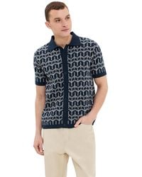 Far Afield - Zigger Palm Tree Knit Button Polo - Lyst
