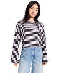 Mother - The Kiper Bell Top Navy Tripe - Lyst