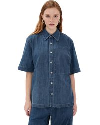 Tibi - Summer Denim Classic Wash Camp Shirt - Lyst