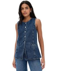Madewell - Denim Crewneck Cutaway Vest - Lyst