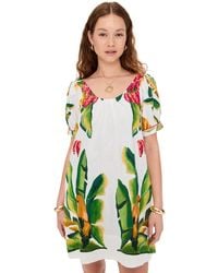 FARM Rio - Summer Foliage Scarf Off- Mini Dress - Lyst