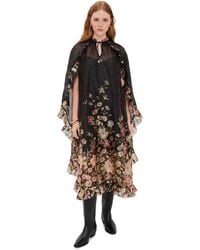Sea - Jolie Print Caped Midi Dress - Lyst